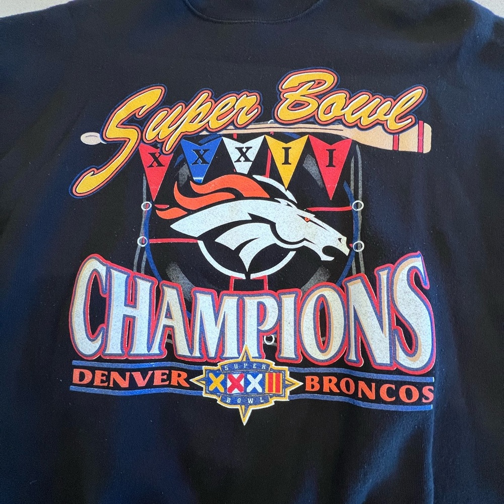 Vintage Denver Broncos XXXII Super Bowl Champion Sz XL Logo 7 Sweatshirt - Picture 2 of 7
